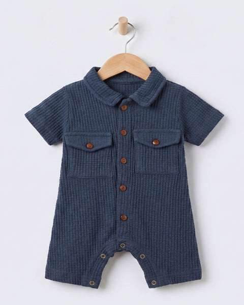 Newborn Boys Textured Romper