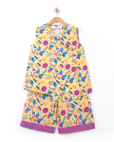 Newborn Girls' Ethnic Fusion Printed 2 Pc Suit