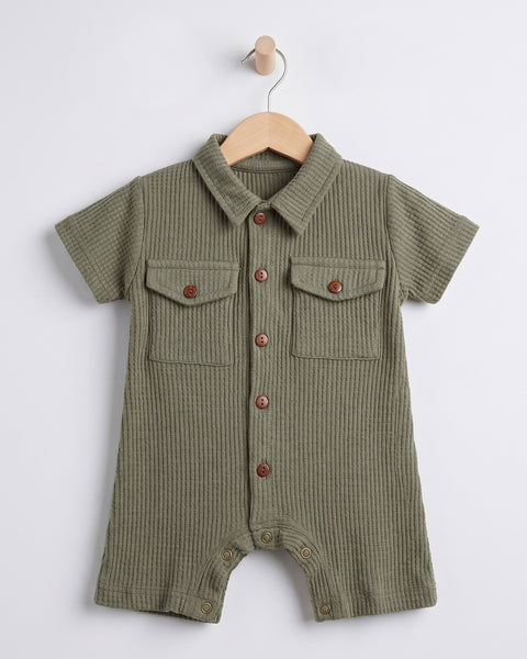 Newborn Boys Textured Romper