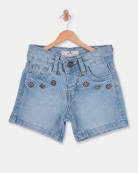 Newborn Girls' Embroidered Denim Shorts