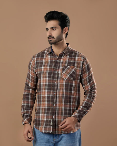 Twill Flannel Check Casual Shirt