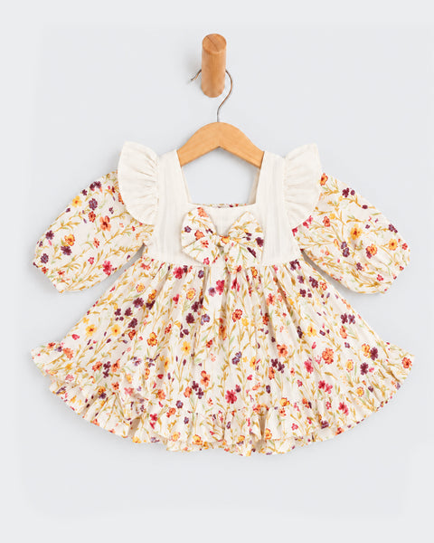 Newborn Girls Casual Printed Frock