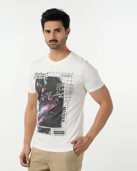 Men's Round Neck Half Sleeves Printed T-Shirt