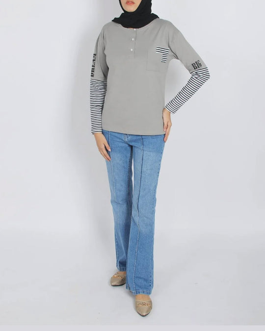 Eminent Women's Full Sleeves T-Shirt - Frost Grey