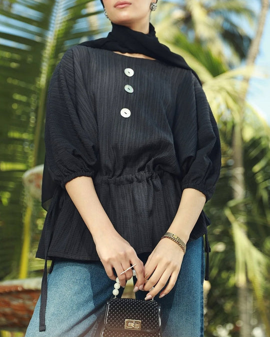 Eminent Women's Causal Full Sleeves T-Shirt - Black