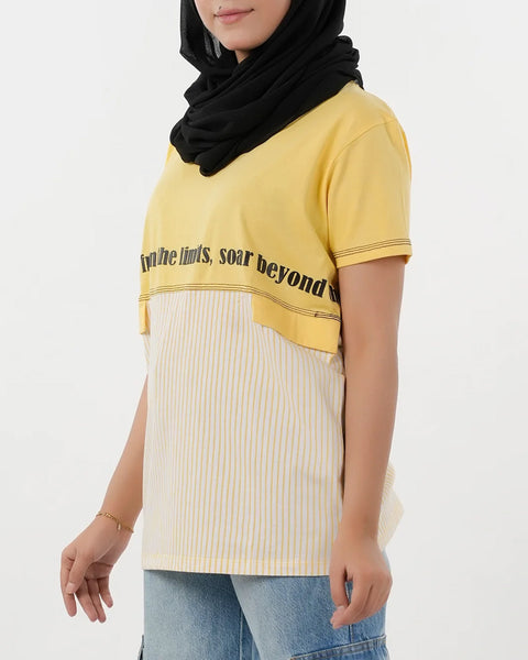 Women's Half Sleeves Printed T-Shirt - Yellow