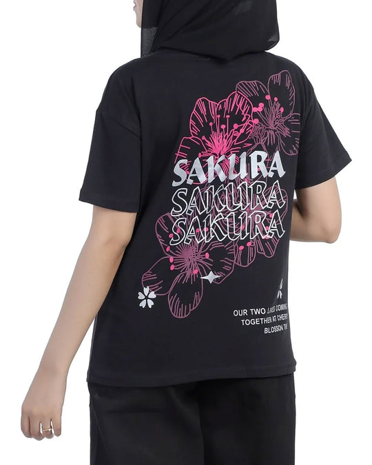 Eminent Women's Half Sleeves Printed T-Shirt - Black