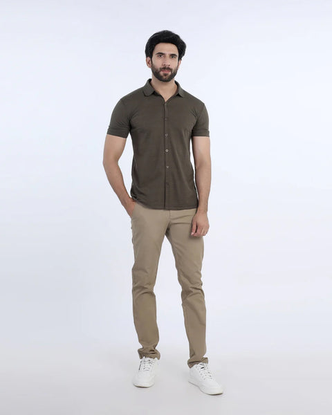 Men's Half Sleeves Polo Front Open Shirt