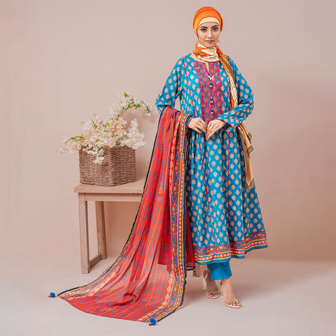 Eminent Embroidered Lawn Digital Printed 3 Piece Suit - S24LPE3P01, Women, Unstitched Kurti, Eminent, Chase Value