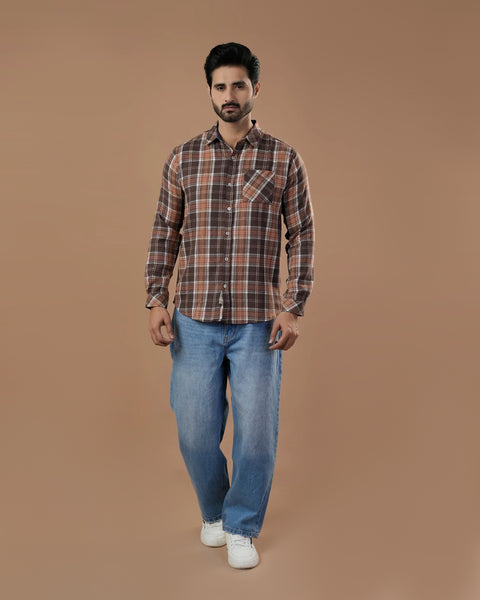 Twill Flannel Check Casual Shirt