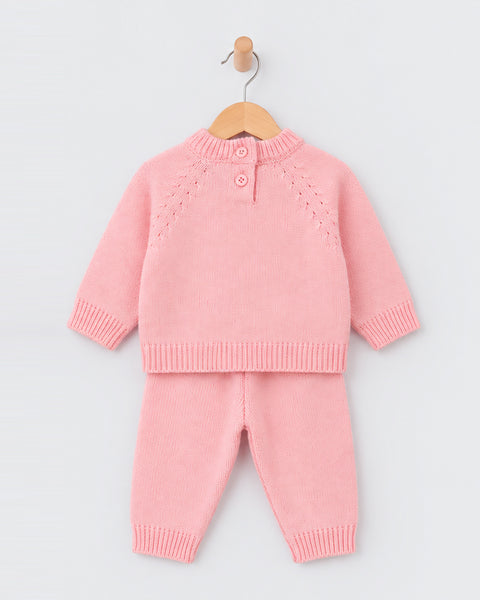 Newborn Girls Floral Applique Sweater Suit