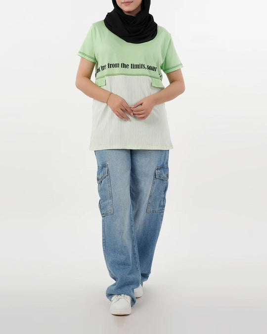 Eminent Women's Half Sleeves Printed T-Shirt - Green