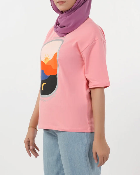 Women's Half Sleeves Printed T-Shirt - Flamingo