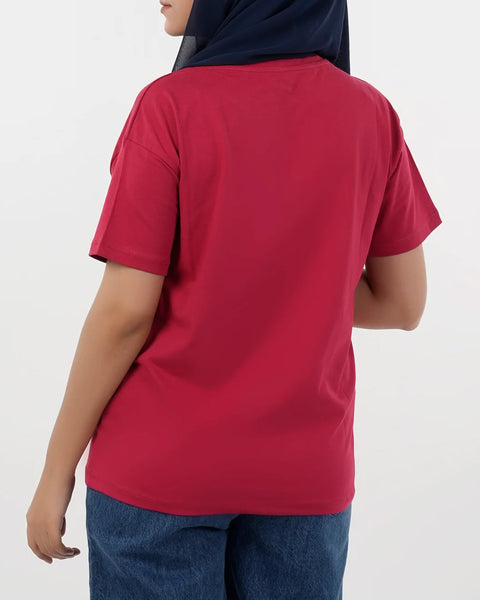Women's Printed Half Sleeves T-Shirt - Samba Red