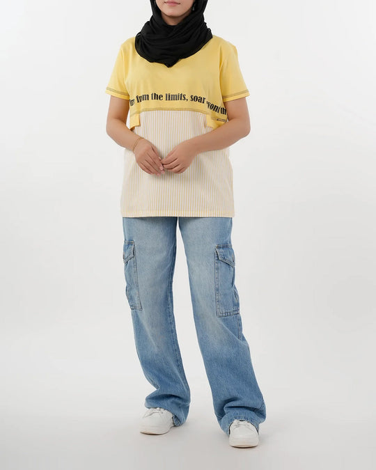 Eminent Women's Half Sleeves Printed T-Shirt - Yellow