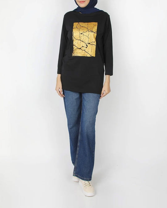 Eminent Women's Full Sleeves T-Shirt - Black