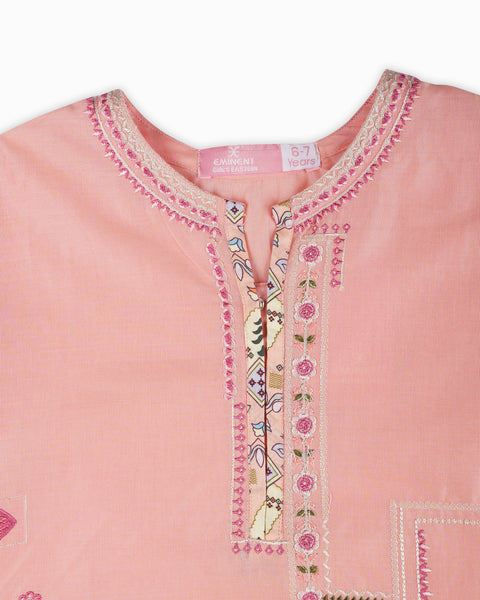 Girls' Essentials Embroidered Dyed 2pc Suit