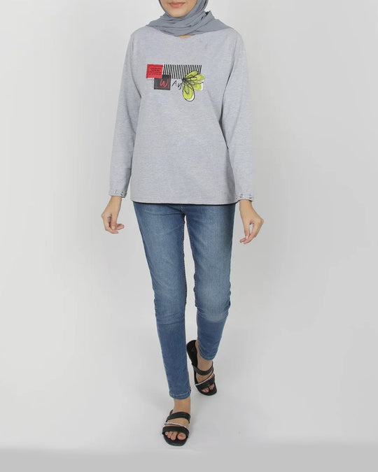 Eminent Women's Full Sleeves T-Shirt - Ash Grey