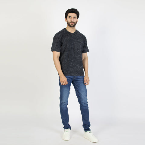 Eminent Men's Round Neck Half Sleeves T-Shirt  - Black