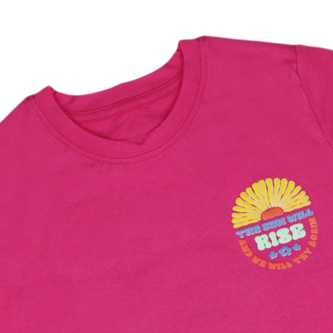Eminent Girls Half Sleeves T-Shirt - Fuchsia
