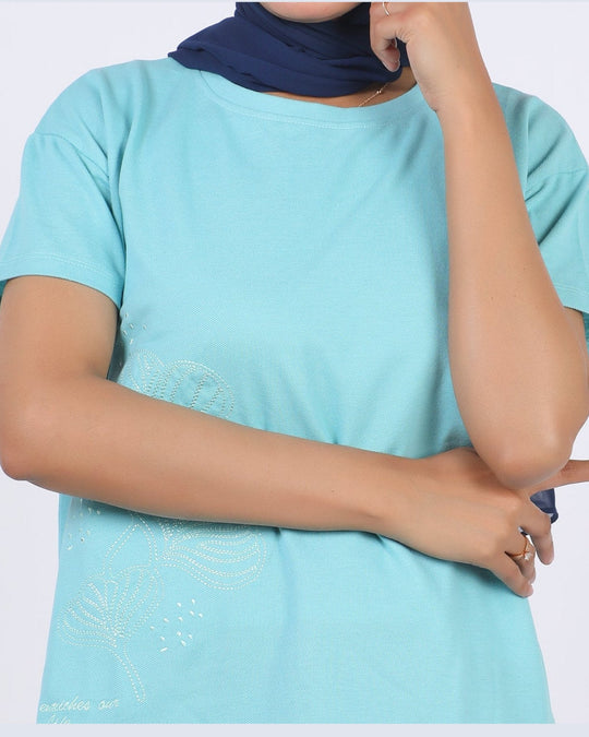 Eminent Women's Half Sleeves T-Shirt - Sea Green, Women T-Shirts & Tops, Eminent, Chase Value