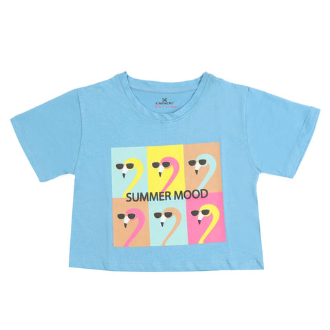 Eminent Girls Half Sleeves T-Shirt - Blue