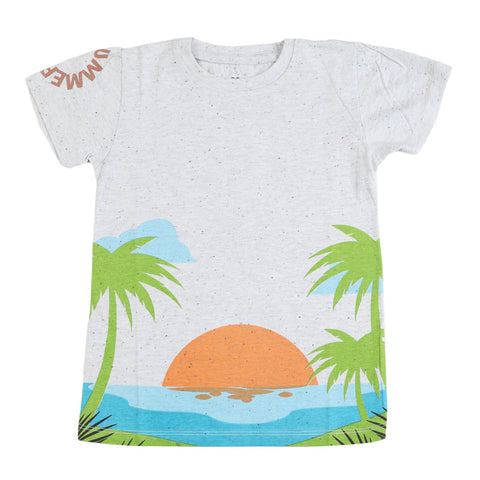 Eminent Girls Half Sleeves T-Shirt - Oatmeal