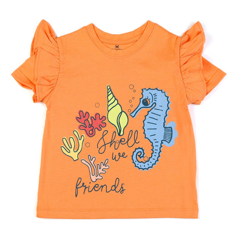 Eminent Girls Half Sleeves T-Shirt - Orange, Girls T-Shirts, Eminent, Chase Value