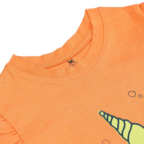 Eminent Girls Half Sleeves T-Shirt - Orange, Girls T-Shirts, Eminent, Chase Value