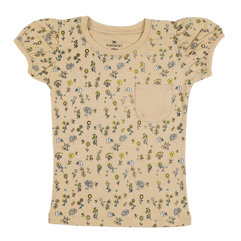 Eminent Girls Half Sleeves T-Shirt - Beige