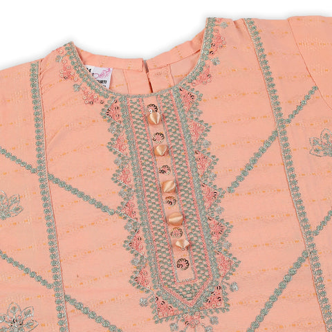 Eminent Girls Embroidered 3Pcs Shalwar Suit - Peach, Girls Shalwar Kameez, Eminent, Chase Value