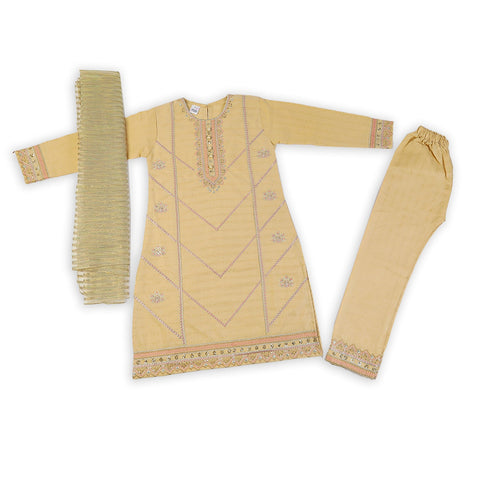 Eminent Girls Embroidered 3Pcs Shalwar Suit - Khaki, Girls Shalwar Kameez, Eminent, Chase Value
