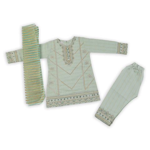 Eminent Girls Embroidered 3Pcs Shalwar Suit - Sea Green, Girls Shalwar Kameez, Eminent, Chase Value