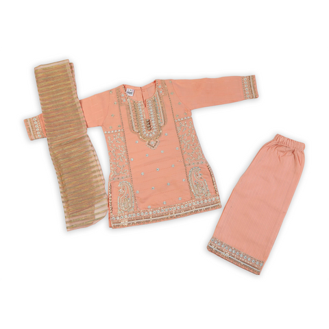 Eminent Girls Embroidered 3Pcs Shalwar Suit - Peach, Girls Shalwar Kameez, Eminent, Chase Value