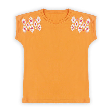 Eminent Girls Half Sleeves T-Shirt - Orange