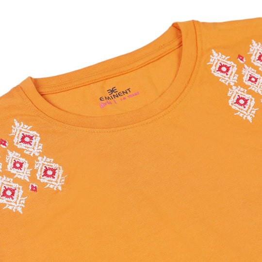 Eminent Girls Half Sleeves T-Shirt - Orange, Girls T-Shirts, Eminent, Chase Value