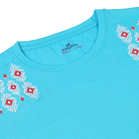 Eminent Girls Half Sleeves T-Shirt - Blue, Girls T-Shirts, Eminent, Chase Value