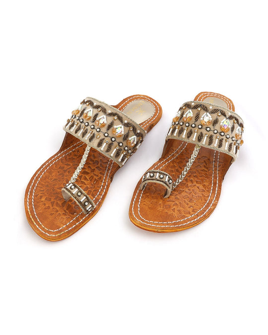 Eminent Women's Leather Kolhapuri hSlipper - Fawn, Women Slippers, Eminent, Chase Value