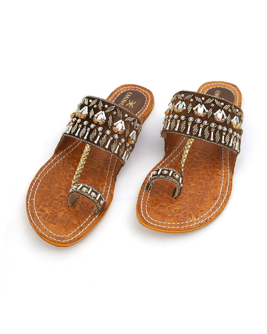Eminent Women's Leather Kolhapuri Slipper - Brown, Women Slippers, Eminent, Chase Value