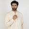 Eminent Men's Trim Fit Embrioded Shalwar Suit - Fawn