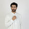 Eminent Men's Trim Fit Embrioded Shalwar Suit - White