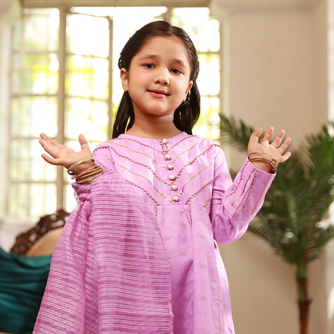 Eminent Girls Stitched Shalwar Suit - Purple