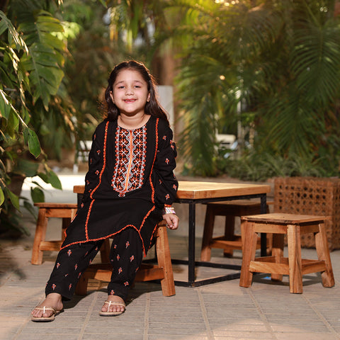 Eminent Girls Embroidered Shalwar Suit - Black, Girls Shalwar Kameez, Eminent, Chase Value