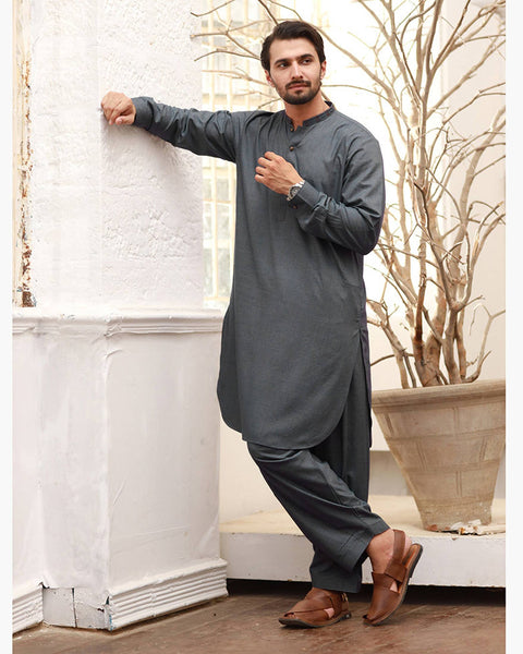 Eminent Men's Stitched Kurta Shalwar Suit - Grey, Men's Shalwar Kameez, Eminent, Chase Value