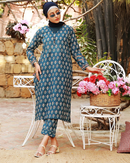 Eminent Women's Printed 02 PCS Suit - Blue, Women Shalwar Suits, Eminent, Chase Value
