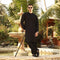 Eminent Men's Trim Fit Embroided Shalwar  Suit - Black