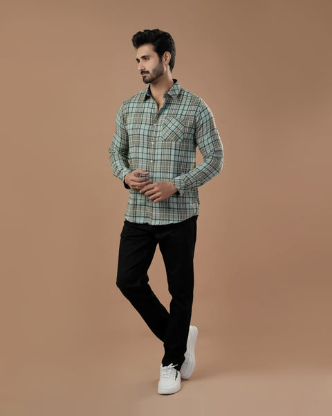 Twill Flannel Check Casual Shirt