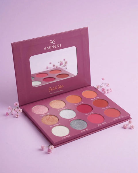 Petal Pop Blush & Highlighter Palette 12 Shades