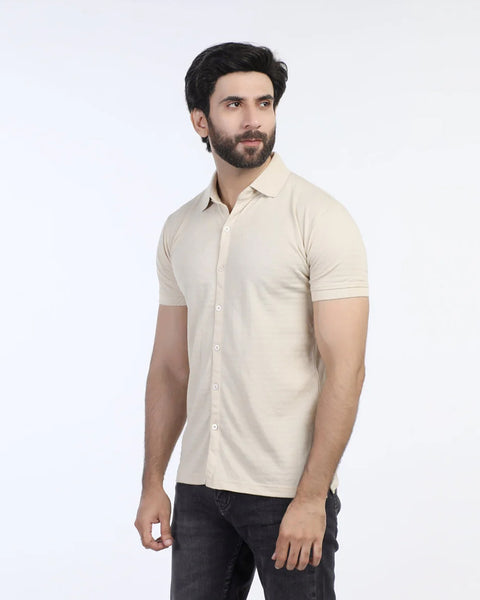 Men's Half Sleeves Polo Front Open Shirt