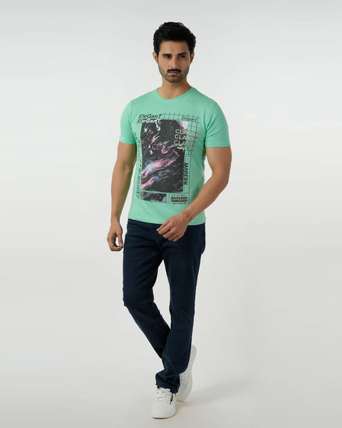 Men's Round Neck Half Sleeves Printed T-Shirt